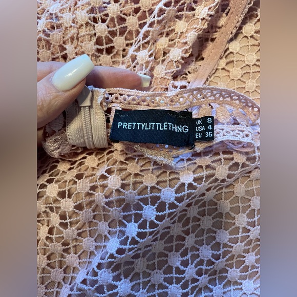 Dusty Pink Lace Panel Tiered Bodycon Dress - Picture 3 of 6